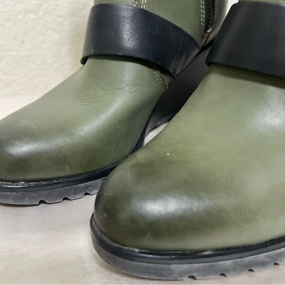 Sorel After Hours Waterproof Leather Wedge Bootie Color Nori NL2550-383 Size 7.5